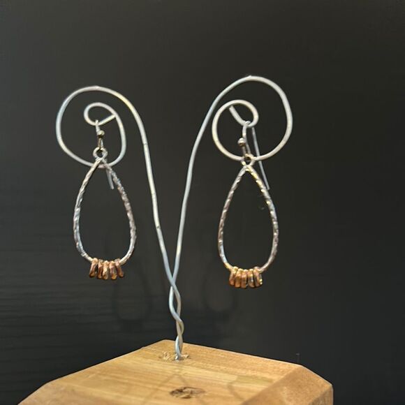 Modern Gold and Silver Two-Tone Earrings - Picture 1 of 3